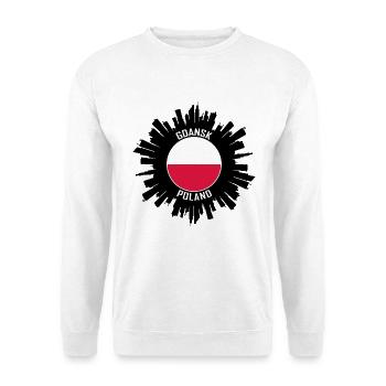 Danzig Skyline Polen Flagge Reise Souvenir - Unisex Pullover - Weiß - Vorne - Alina (178cm) & Michal (187cm)