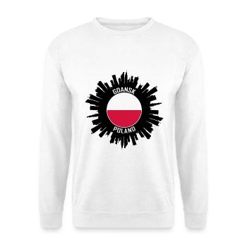 Danzig Skyline Polen Flagge Reise Souvenir - Unisex Pullover - Weiß - Vorne - Alina (178cm) & Michal (187cm)