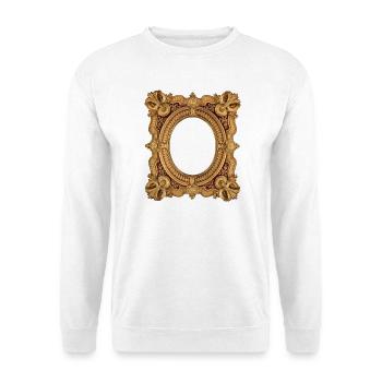 Ovaler goldener Bilderrahmen - Unisex Pullover - Weiß - Vorne - Alina (178cm) & Michal (187cm)