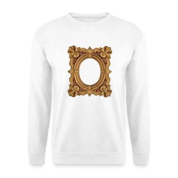 Ovaler goldener Bilderrahmen - Unisex Pullover - Weiß - Vorne - Alina (178cm) & Michal (187cm)