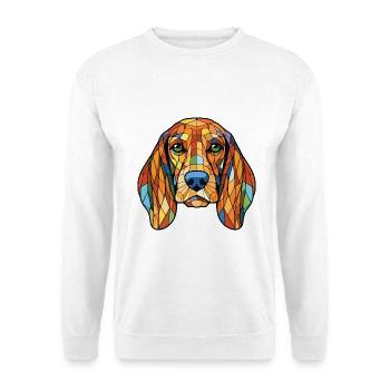 Bosnischer grobhaariger Jagdhund Hunderasse Aquarell - Unisex Pullover - Weiß - Vorne - Alina (178cm) & Michal (187cm)