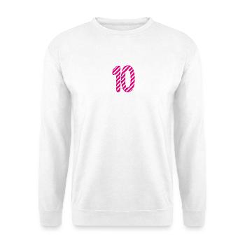 10. 10 JAHRE. 10-JÄHRIGES JUBILÄUM. 10-JÄHRIGES JUBILÄUM. - Unisex Pullover - Weiß - Vorne - Alina (178cm) & Michal (187cm)
