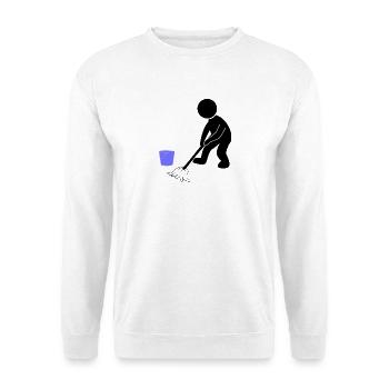 Putzen Putzmann Wischen - Unisex Pullover - Weiß - Vorne - Alina (178cm) & Michal (187cm)