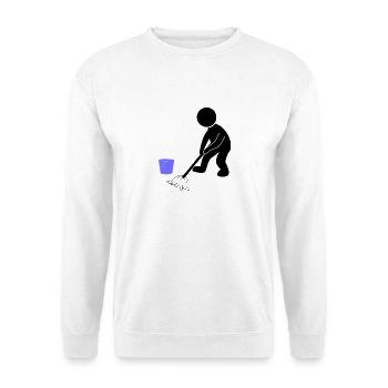Putzen Putzmann Wischen - Unisex Pullover - Weiß - Vorne - Alina (178cm) & Michal (187cm)