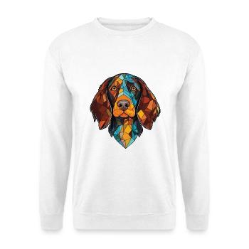 Friesische Vorzeigehundrasse Aquarell-Illustration - Unisex Pullover - Weiß - Vorne - Alina (178cm) & Michal (187cm)
