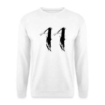 11 schwarz Nummer Zahl Elf Vektorgrafik - Unisex Pullover - Weiß - Vorne - Alina (178cm) & Michal (187cm)