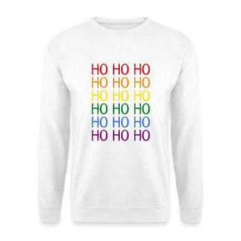 Hohoho Regenbogen LGBT - Unisex Pullover - Weiß - Vorne - Alina (178cm) & Michal (187cm)