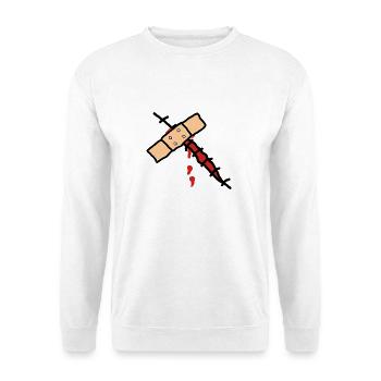 wunde mit pflaster - Unisex Pullover - Weiß - Vorne - Alina (178cm) & Michal (187cm)