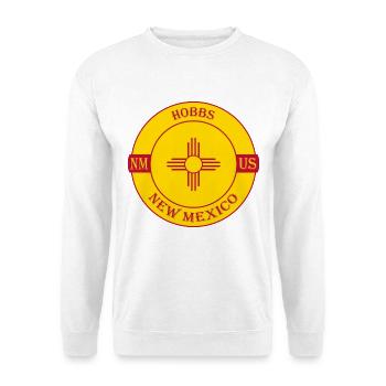 Hobbs New Mexico Flagge USA Reise Souvenir Abzeichen - Unisex Pullover - Weiß - Vorne - Alina (178cm) & Michal (187cm)