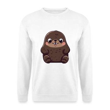 Maulwurf niedlich glücklich kawaii cartoon clipart tier - Unisex Pullover - Weiß - Vorne - Alina (178cm) & Michal (187cm)