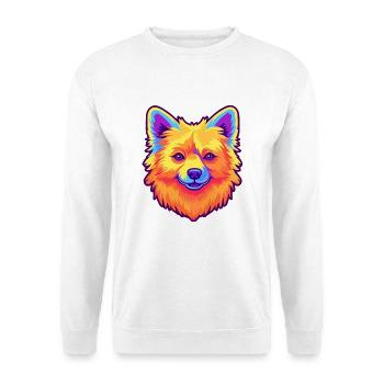Deutsche Spitz Hunderasse Cartoon Kawaii Illustration - Unisex Pullover - Weiß - Vorne - Alina (178cm) & Michal (187cm)