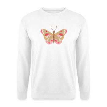 Rosa Schmetterling – Verspieltes Design - Unisex Pullover - Weiß - Vorne - Alina (178cm) & Michal (187cm)