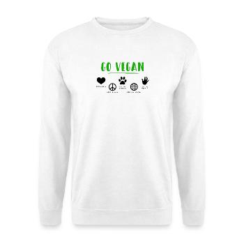 GO VEGAN - Unisex Pullover - Weiß - Vorne - Alina (178cm) & Michal (187cm)