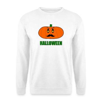 HALLOWEEN. KÜRBIS. HALLOWEEN-KÜRBIS - Unisex Pullover - Weiß - Vorne - Alina (178cm) & Michal (187cm)
