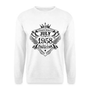 1958 Juli 1958 Geburtstag Juli 1958 - Unisex Pullover - Weiß - Vorne - Alina (178cm) & Michal (187cm)