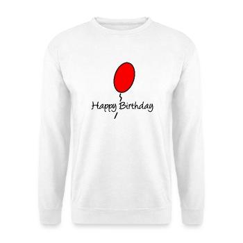 ALLES GUTE ZUM GEBURTSTAG. ALLES GUTE ZUM GEBURTSTAG. JAHRESTAG. - Unisex Pullover - Weiß - Vorne - Alina (178cm) & Michal (187cm)