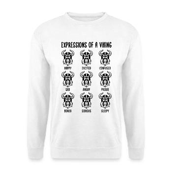 Wikinger Emotionen Island Iceland Norwegen - Unisex Pullover - Weiß - Vorne - Alina (178cm) & Michal (187cm)
