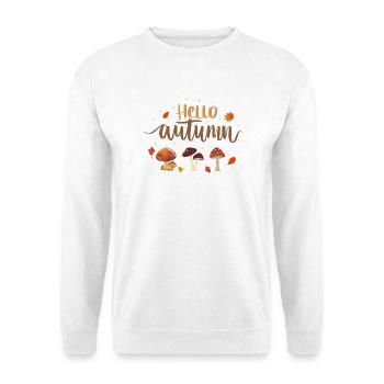 Hello Autumn Pilze - Unisex Pullover - Weiß - Vorne - Alina (178cm) & Michal (187cm)