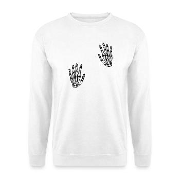 zwei skeletthände - Unisex Pullover - Weiß - Vorne - Alina (178cm) & Michal (187cm)