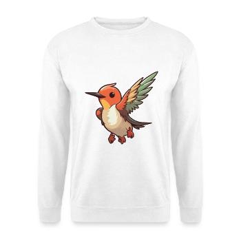 Kolibri-Karikatur-Kawaii-Aquarellillustration - Unisex Pullover - Weiß - Vorne - Alina (178cm) & Michal (187cm)