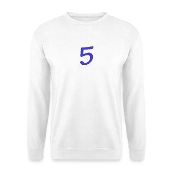 5. 5 JAHRE. 5-JÄHRIGES JUBILÄUM. 5-JÄHRIGES JUBILÄUM. 5. - Unisex Pullover - Weiß - Vorne - Alina (178cm) & Michal (187cm)