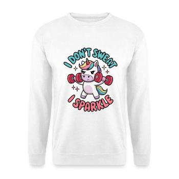 Ich schwitze nicht, ich funkle - Unisex Pullover - Weiß - Vorne - Alina (178cm) & Michal (187cm)