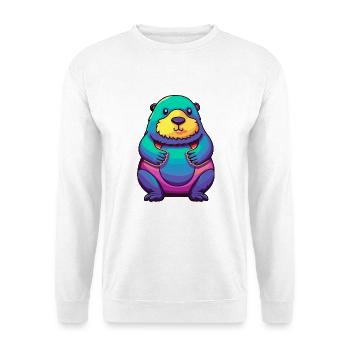 Maulwurf buntes Aquarell Cartoon Kawaii Tier - Unisex Pullover - Weiß - Vorne - Alina (178cm) & Michal (187cm)