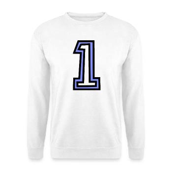 1. 1 JAHR. 1. JAHRESTAG. 1 JAHR GEBURTSTAG - Unisex Pullover - Weiß - Vorne - Alina (178cm) & Michal (187cm)