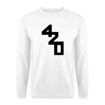 420 Klassenzeichen - Unisex Pullover - Weiß - Vorne - Alina (178cm) & Michal (187cm)