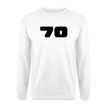 70. 70 JAHRE. 70-JÄHRIGES JUBILÄUM. GEBURTSTAG 70 JAHRE. - Unisex Pullover - Weiß - Vorne - Alina (178cm) & Michal (187cm)