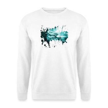 Schildkröte Landschildkröte Aquarell Geschenk - Unisex Pullover - Weiß - Vorne - Alina (178cm) & Michal (187cm)