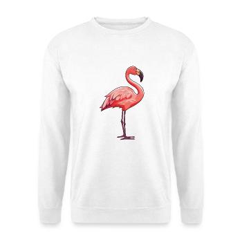 Flamingo-Karikatur Kawaii Aquarell-Illustration - Unisex Pullover - Weiß - Vorne - Alina (178cm) & Michal (187cm)