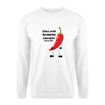 Würzig, aber trotzdem liebenswert - Unisex Pullover - Weiß - Vorne - Alina (178cm) & Michal (187cm)