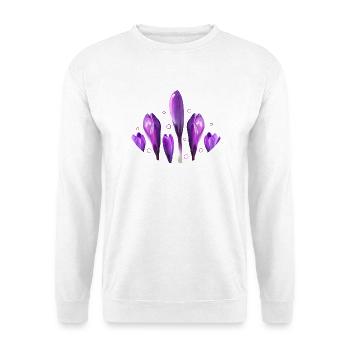 Krokusse Frühling Frühlingsanfang - Unisex Pullover - Weiß - Vorne - Alina (178cm) & Michal (187cm)