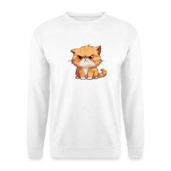 Mürrische aber niedliche orangene Katze - Unisex Pullover - Weiß - Vorne - Alina (178cm) & Michal (187cm)
