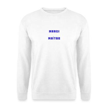 VIELEN DANK. DANKE. VIELEN DANK. JAHRESTAG. GEBURT. - Unisex Pullover - Weiß - Vorne - Alina (178cm) & Michal (187cm)