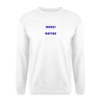 VIELEN DANK. DANKE. VIELEN DANK. JAHRESTAG. GEBURT. - Unisex Pullover - Weiß - Vorne - Alina (178cm) & Michal (187cm)