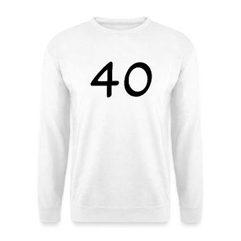 40. 40 JAHRE. 40-JÄHRIGES JUBILÄUM. 40-JÄHRIGES JUBILÄUM. - Unisex Pullover - Weiß - Vorne - Alina (178cm) & Michal (187cm)