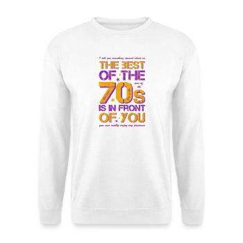 70s die Siebziger Jahre 70's - Unisex Pullover - Weiß - Vorne - Alina (178cm) & Michal (187cm)