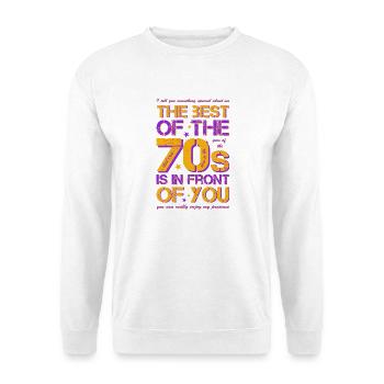 70s die Siebziger Jahre 70's - Unisex Pullover - Weiß - Vorne - Alina (178cm) & Michal (187cm)