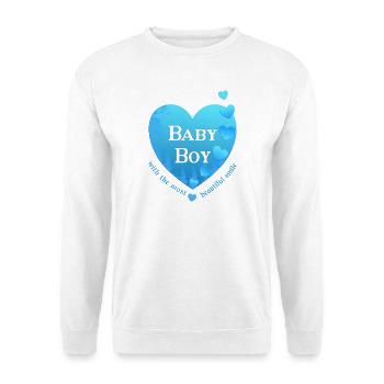 Junge Geburt - Unisex Pullover - Weiß - Vorne - Alina (178cm) & Michal (187cm)