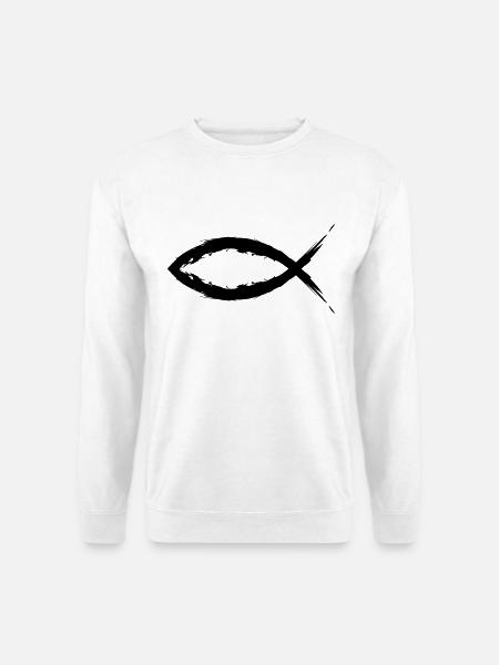 Fisch Christentum Symbol Religion Kirche - Unisex Pullover - Weiß
