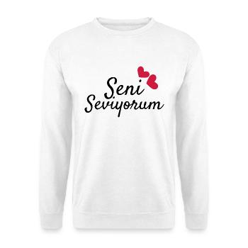 Ich liebe dich auf türkisch - Unisex Pullover - Weiß - Vorne - Alina (178cm) & Michal (187cm)