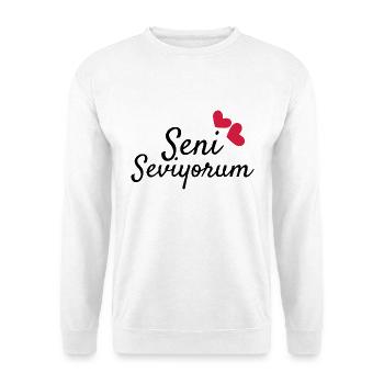 Ich liebe dich auf türkisch - Unisex Pullover - Weiß - Vorne - Alina (178cm) & Michal (187cm)