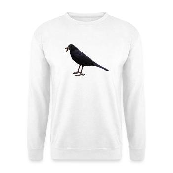Amsel Vogel schwarzer Vogel - Unisex Pullover - Weiß - Vorne - Alina (178cm) & Michal (187cm)