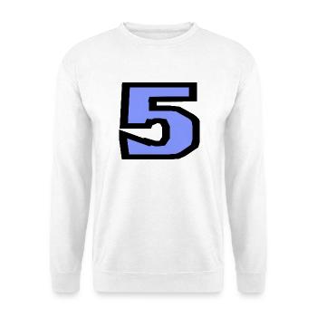 5. 5 JAHRE. 5-JÄHRIGES JUBILÄUM. 5-JÄHRIGES JUBILÄUM. 5. - Unisex Pullover - Weiß - Vorne - Alina (178cm) & Michal (187cm)