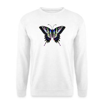 Schwalbenschwanz Schmetterling - Unisex Pullover - Weiß - Vorne - Alina (178cm) & Michal (187cm)