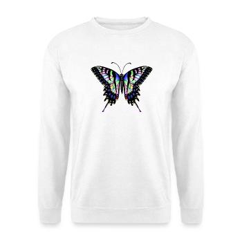 Schwalbenschwanz Schmetterling - Unisex Pullover - Weiß - Vorne - Alina (178cm) & Michal (187cm)