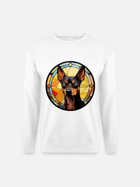 Zwergpinscher Hunderasse Aquarellglas - Unisex Pullover - Weiß