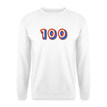 100. 100 JAHRE. 100-JÄHRIGES JUBILÄUM. 100. GEBURTSTAG - Unisex Pullover - Weiß - Vorne - Alina (178cm) & Michal (187cm)